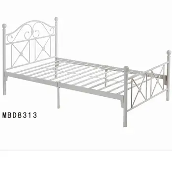 furniture bedroom white steel iron metal bed single kids bed twin size bed frame
