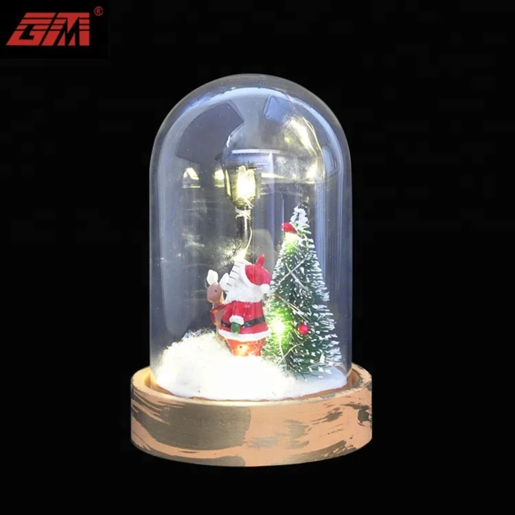 2022 factory direct sale new handmade christmas bell glass decoration with santa claus supplier