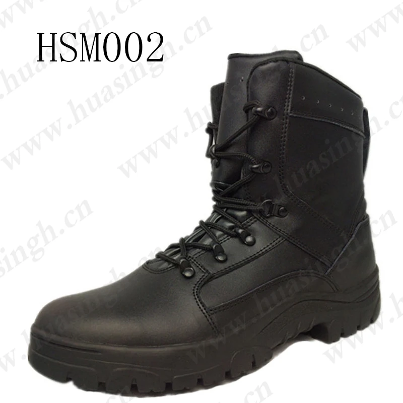 YYN , high quality cushioning EVA+rubber outsole and full black cow leather military boots HSM 002