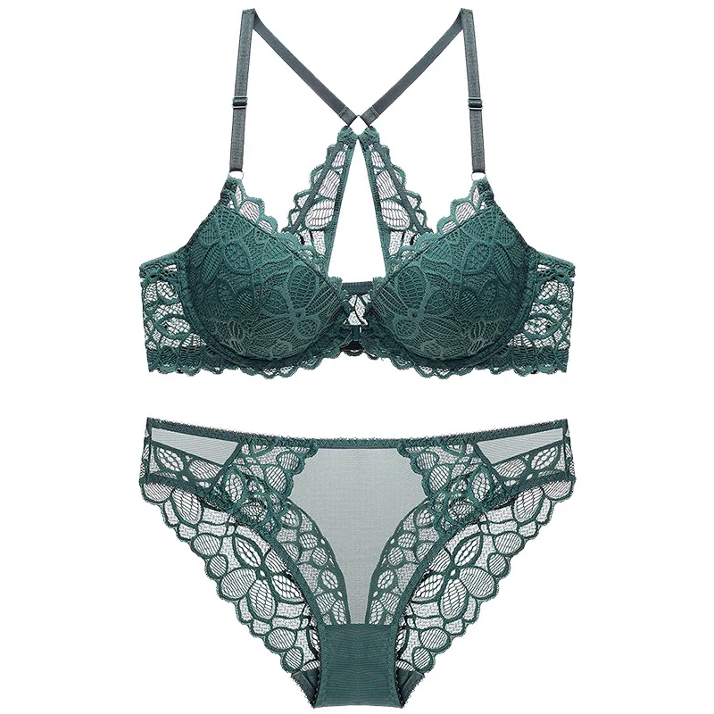 GELTDN Women Cotton Underwear Sexy Lace Wireless Push Up Bra Set Embroidery  Padded Wide Brim Bra Panties Set (Color : Green, Size : 36B) : :  Clothing, Shoes & Accessories