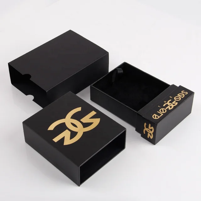 Hot selling Luxury perfume packaging box custom logo black drawer paper boxes for perfumes