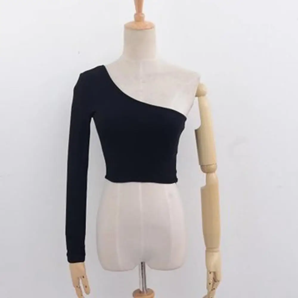 One side off shoulder crop online top