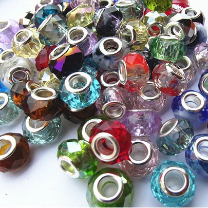 Cuentas de vidrio Murano Lampwork perlas facetas 30 unidades verde 8x 8,9 mm rondell