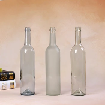 Custom Screen Logo Printing 300ml 500ml 750ml Empty Clear Wine Glass Bottle