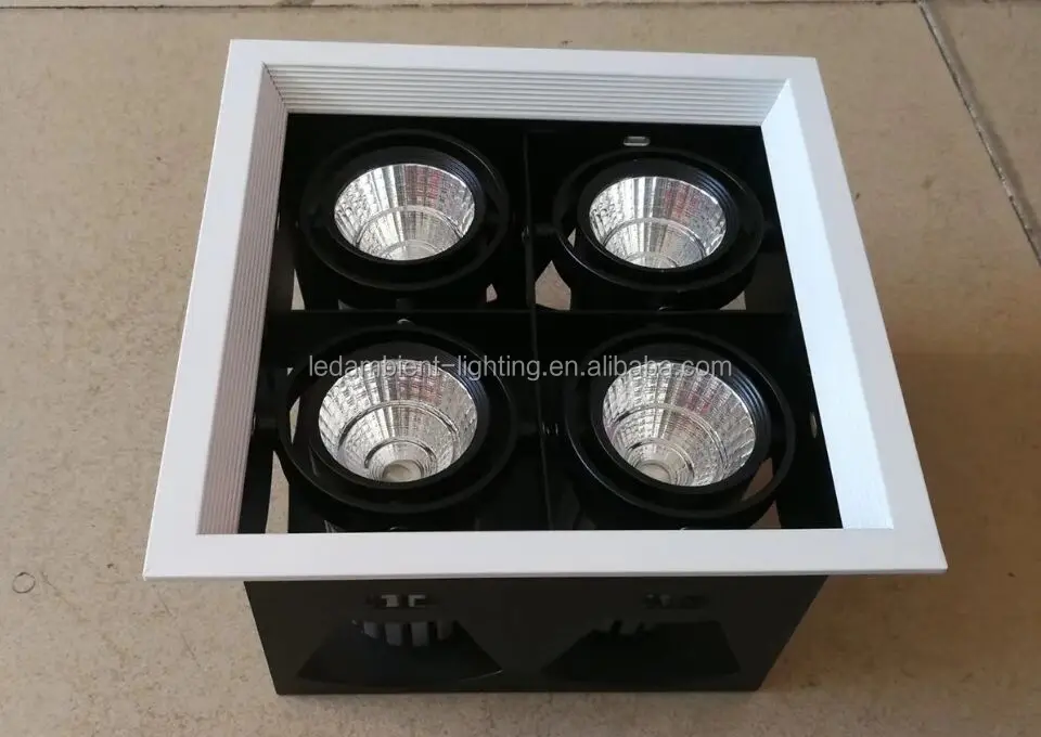 Surface Mounted or Recessed 4 Heads Downlight 50W Halogen 12W LED Lamp Grill Spot Light Foursquare