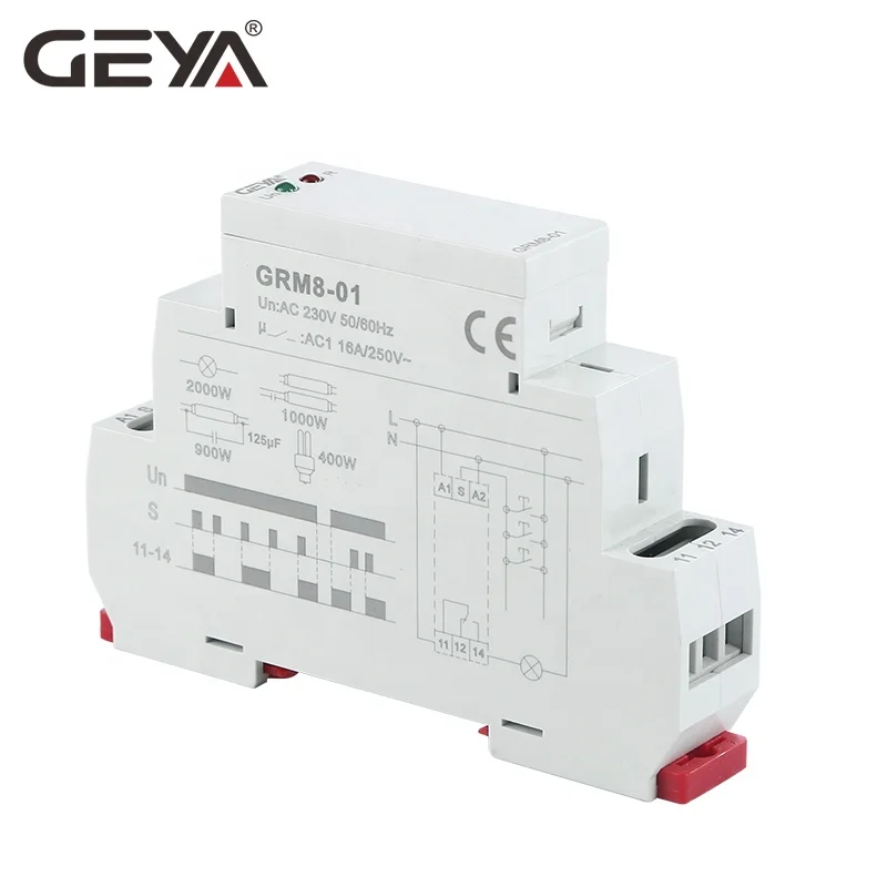 GEYA GRM8 Din Rail Modular Electronic Step Relay 12V Single Pulse Latching Relay
