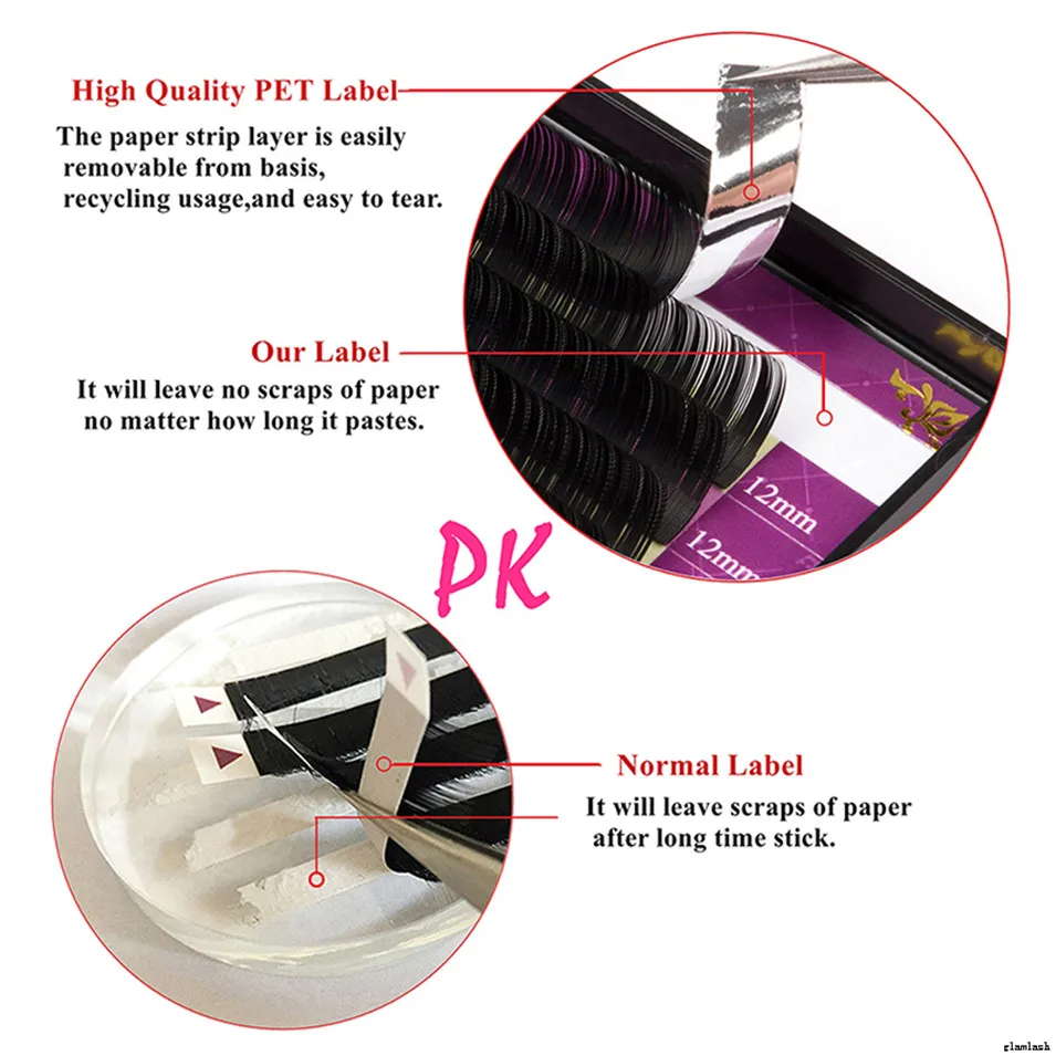 
 Индивидуальная упаковка ресниц GLAMLASH, натуральные синтетические норковые 3d ресницы для наращивания  