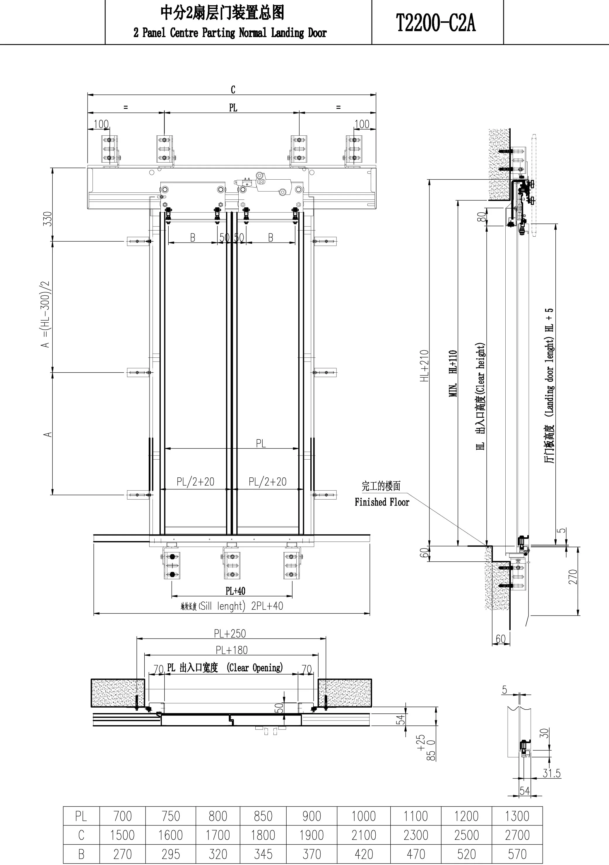 Center Opening Cargo Elevator Lift Car Landing Door Fermator Cabin Door ...