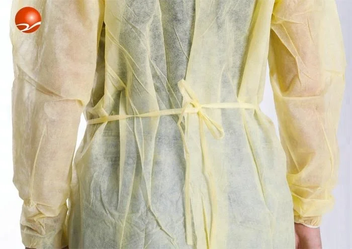Disposable Isolation Gown Polypropylene Lab Gown with Elastic Wrists Long Sleeve Fluid Resistant