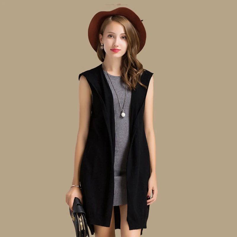 sleeveless hooded cardigan