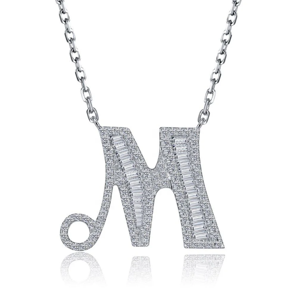 Fashion Letter M Pendant Necklace 925 