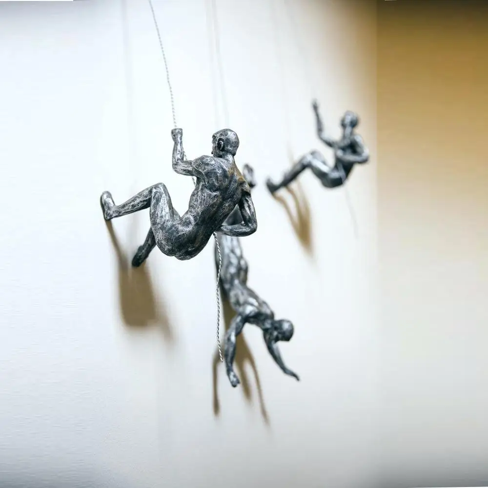 Modern Metal Art Decoration Statue Bronze Hanging on Wall Man Sculpture