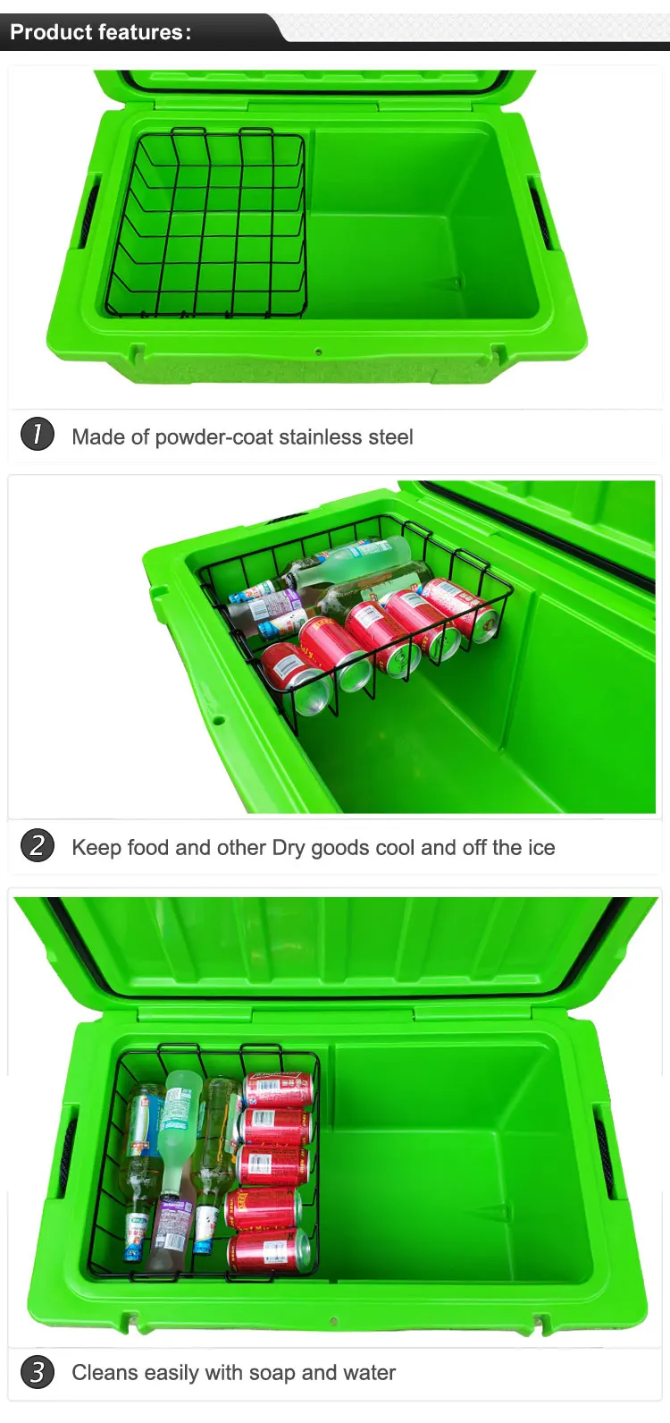 Hot Sell 85 Liters Cooler Box Rotomolded,Cool Box Led Chilly Bin With