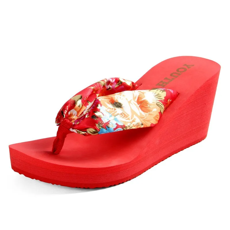 Summer Women Wedge Platform Thong Flip Flops Sandals Beach Slippers Shoes 3Color 
