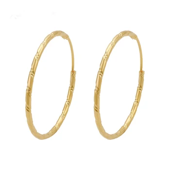 Xuping costume jewellery gold 24K simple design women's hoop earrings