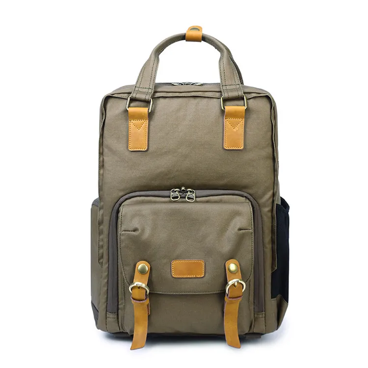 Vintage Canvas Outdoor Backpack Travel Rucksack Dslr Camera Bag