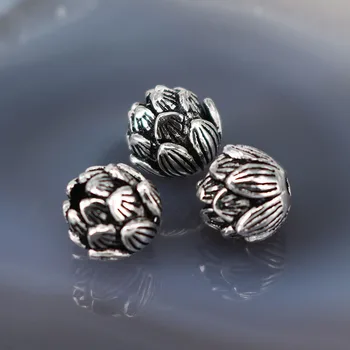 S1580 Sterling Silver Lotus Flower Charm Spacer Beads