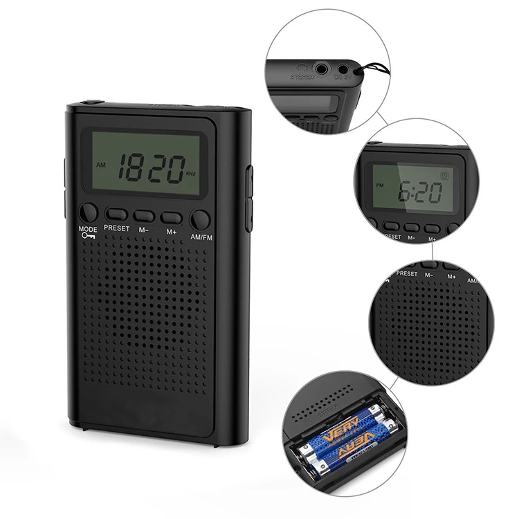 High Quality DC and Battery Power Supply Stereo AM FM Radio With LCD Display for Gift Cheap
