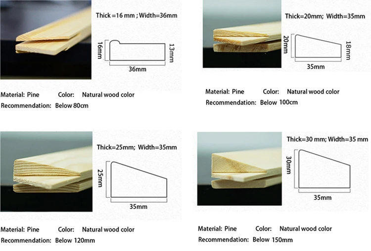 Pine Wood Solid Wooden DIY Stretcher bar Canvas Frames for Painting by Numbers