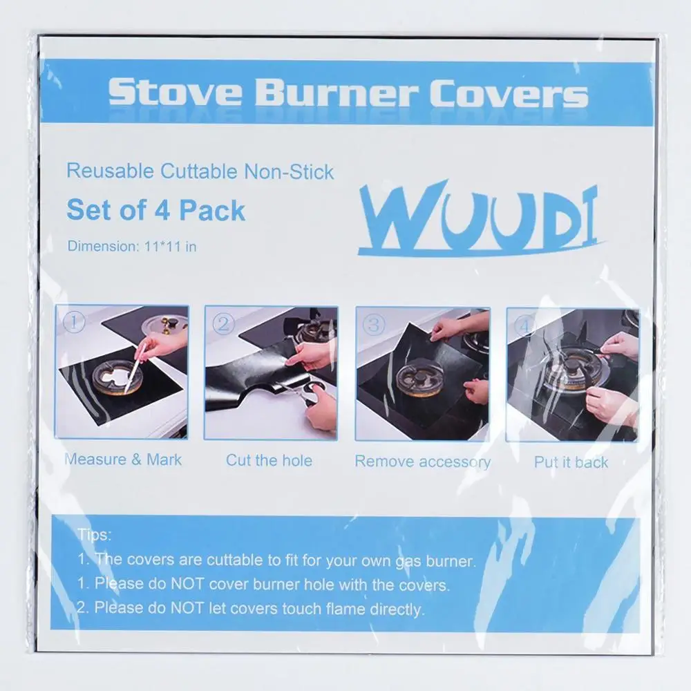 Stove Burner Covers, Black, 10.6x10.6 (8 Packs)