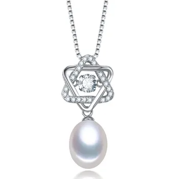 925 sterling silver women wholesale white teardrop pearl pendant