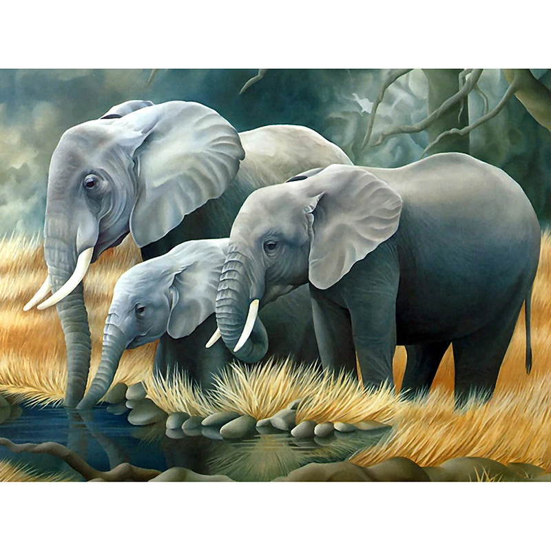 Elephant Animals 5D DIY Diamond Painting Embroidery Needlework Cross Stitch Art 