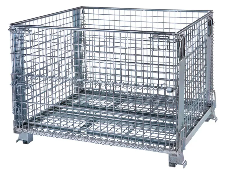 
Foldable galvanized pallet cage , industrial stackable wire mesh storage cage 