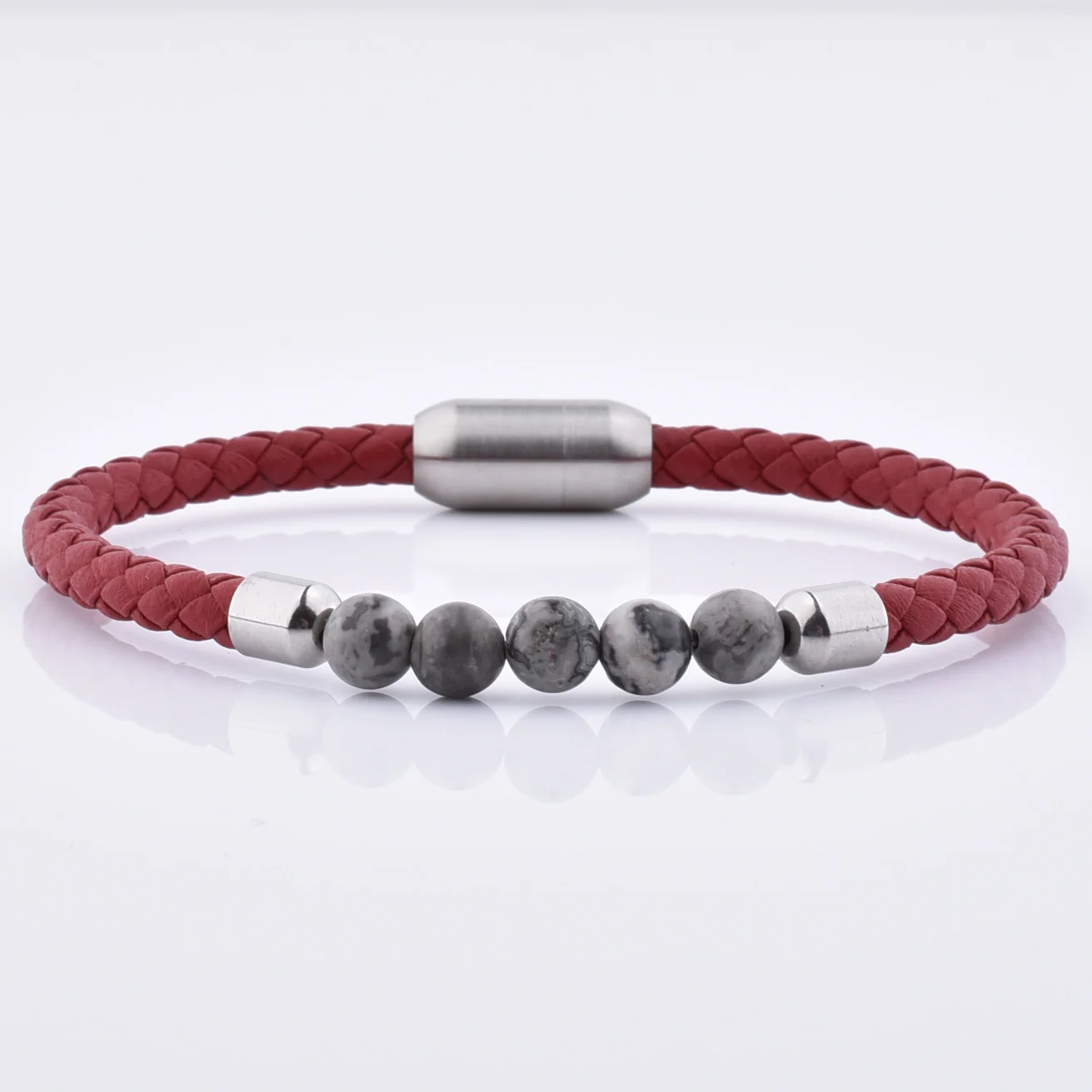Excellence quality Great prices, huge selection Bracelet Mens Red Leather Clasp Silver