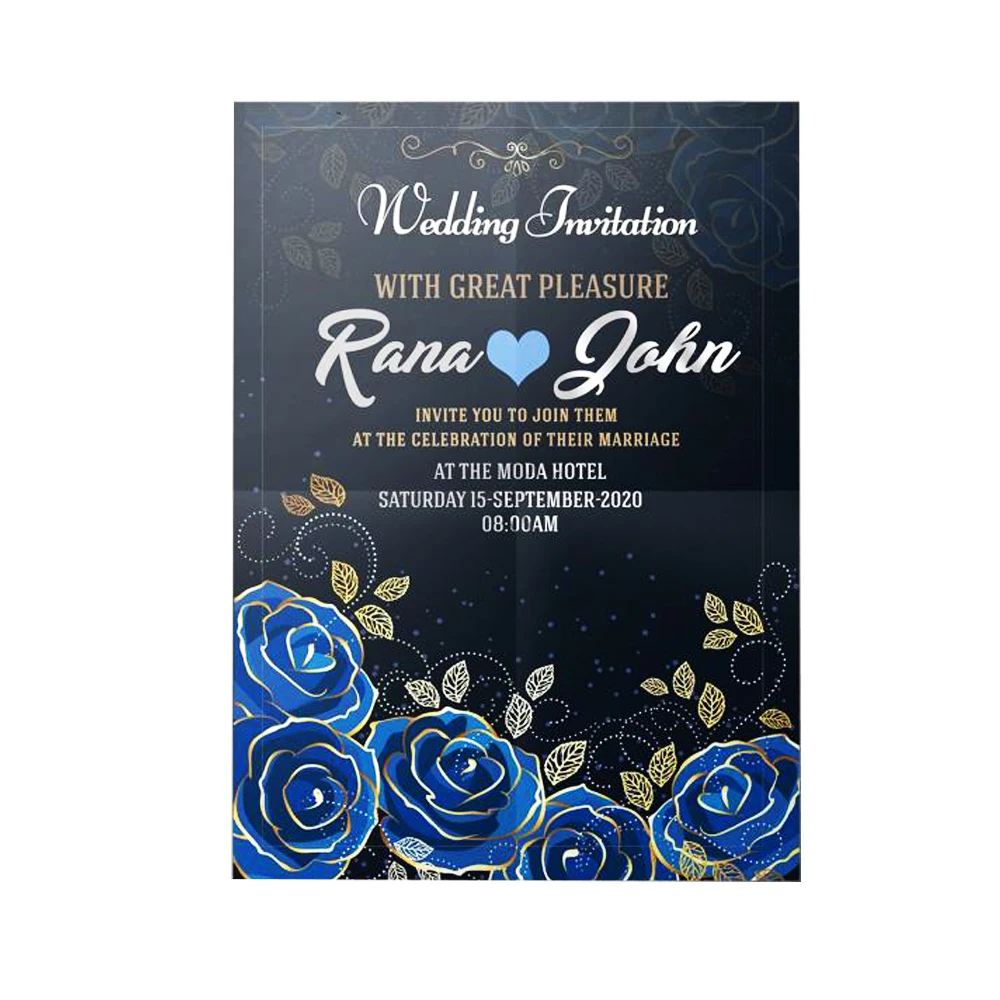Beautiful Royal Blue Very Popular Custom Greet Invitations Korean Wedding Invitation Card Wedding