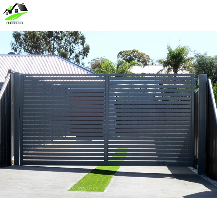 Алюминиевые ворота фото China Wholesale Barrier Gate Aluminum Main Gates Design Driveway Automatic Swing