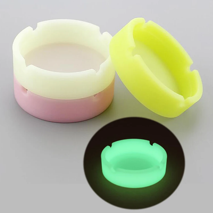 Factory Custom Printed Cheap  Glow in the Dark Silicone Round Ashtray