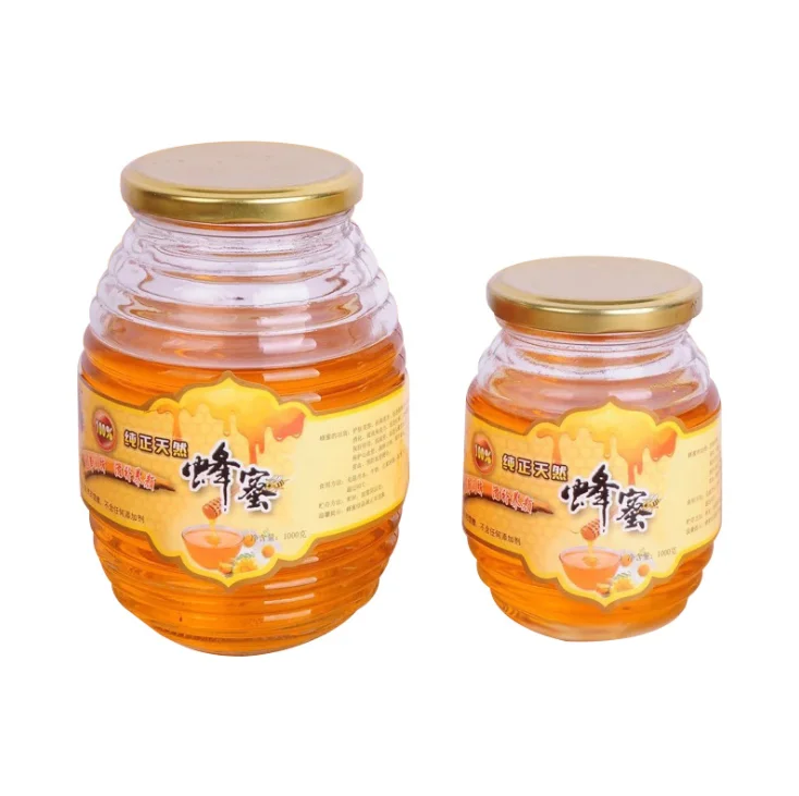 Honey Glass Bottle 180ml Food Packaging Cover with Screen Printing 70ml Capacity for Condiments Storage