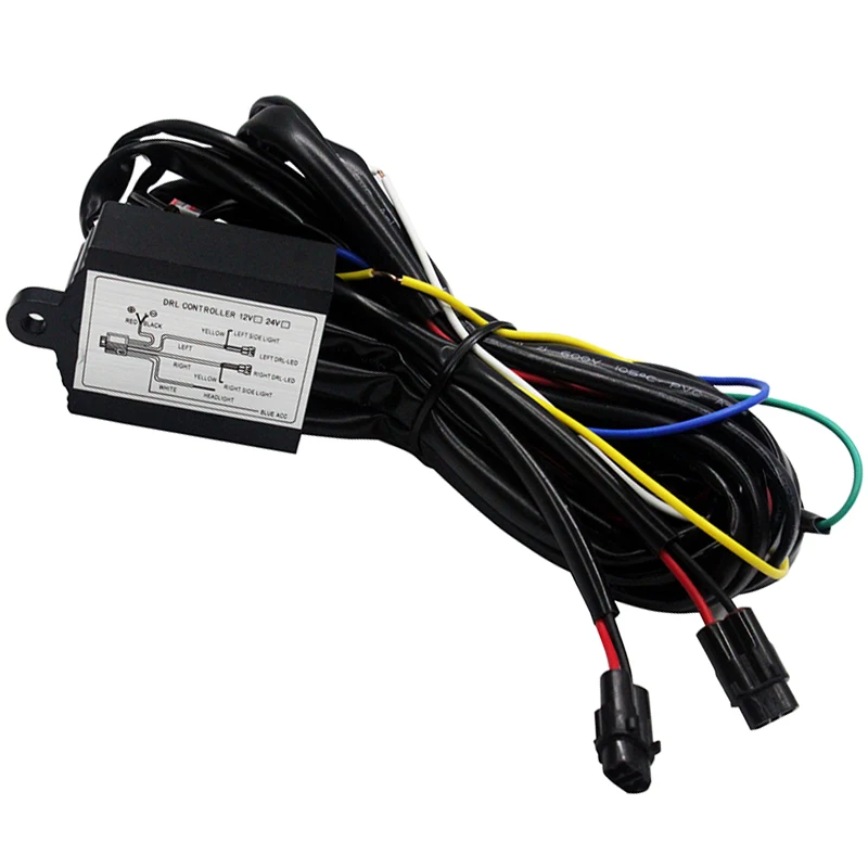SUNKIA 汽车 DRL 控制器汽车 LED 日间行车灯继电器线束调光器 On/Off 12-18 V with 闪光灯和调光功能 ...