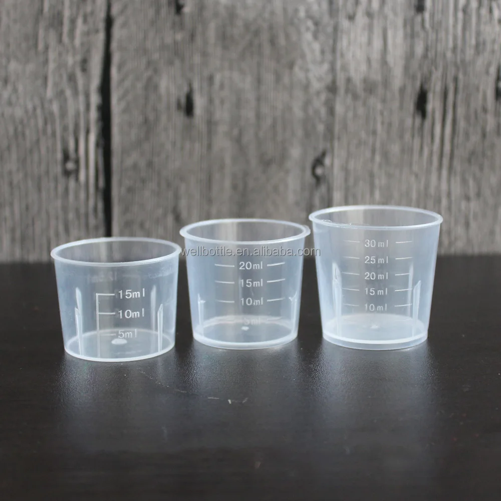 15ml 20ml 30ml Plastic Laboratory Test Graduated Container Liquid Measure  Cups 