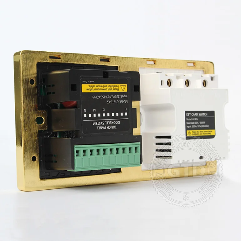 Gold Frame Time Delay RF Card Switch With DND Touch Control Panel Wall Switch