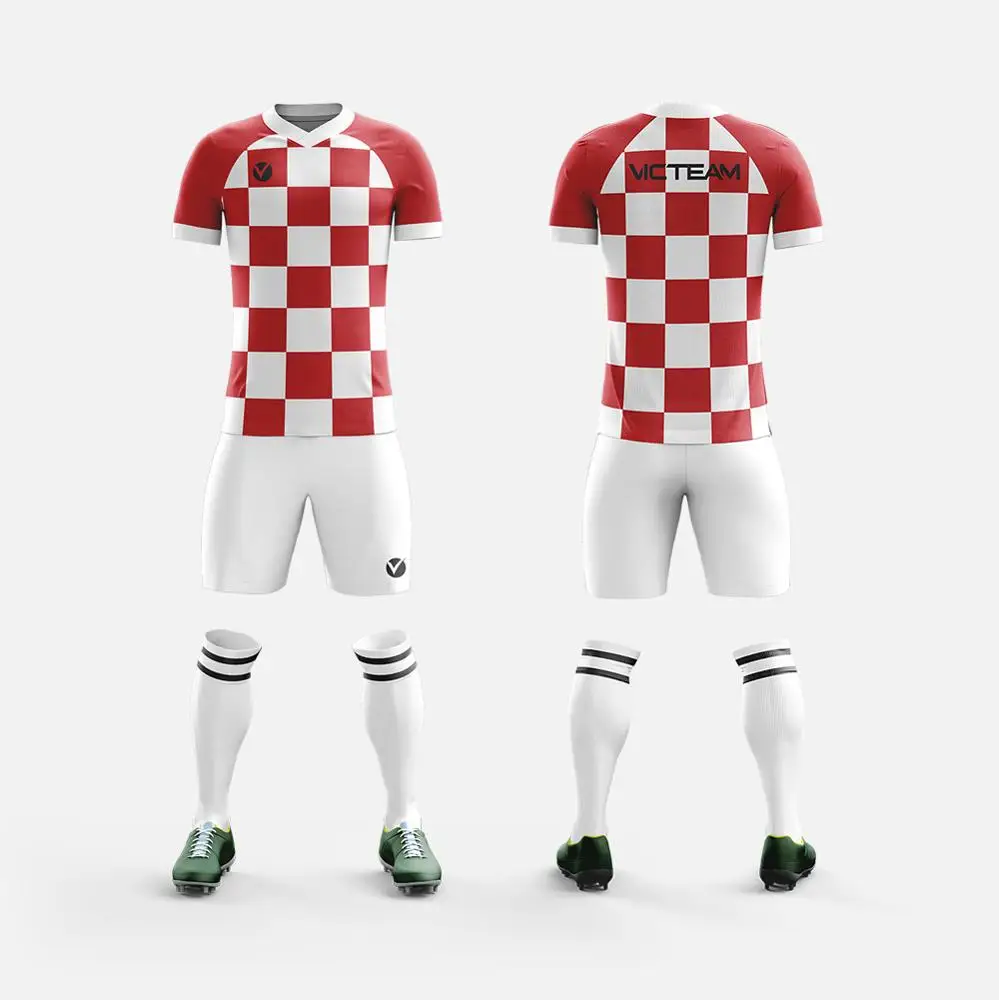 Source New Design Red White Stripe Style Soccer Jersey With Collar