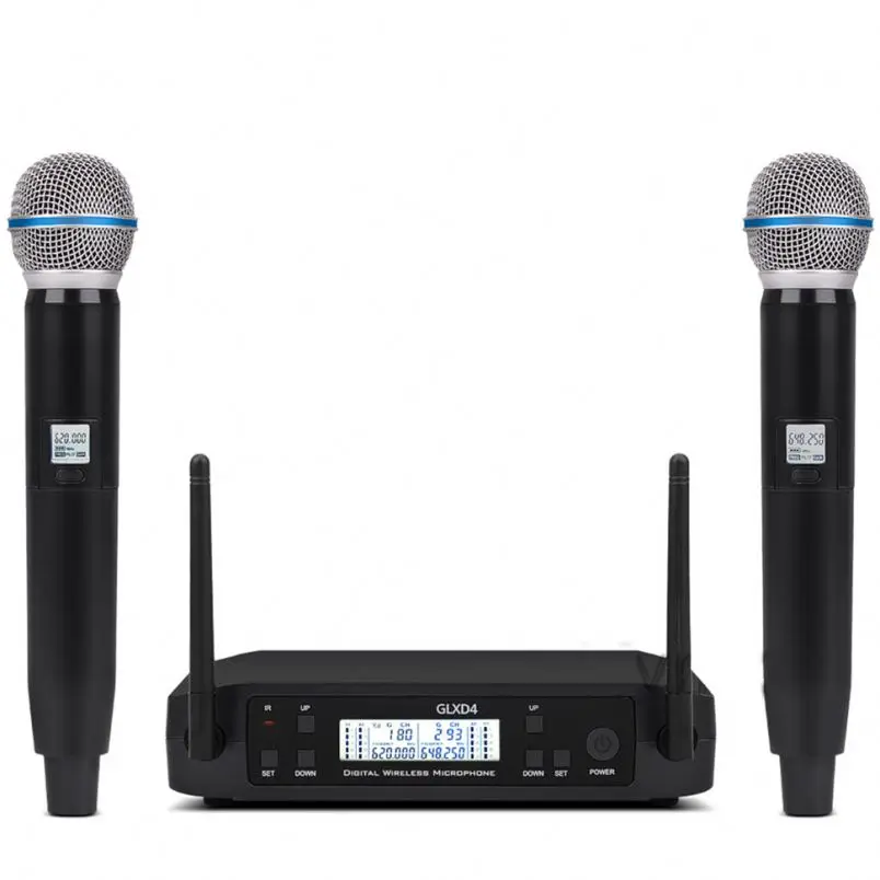PRO UHF DUAL CHANNEL WIRELESS CORDLESS MICROPHONE SYSTEM FOR WIRELESS 