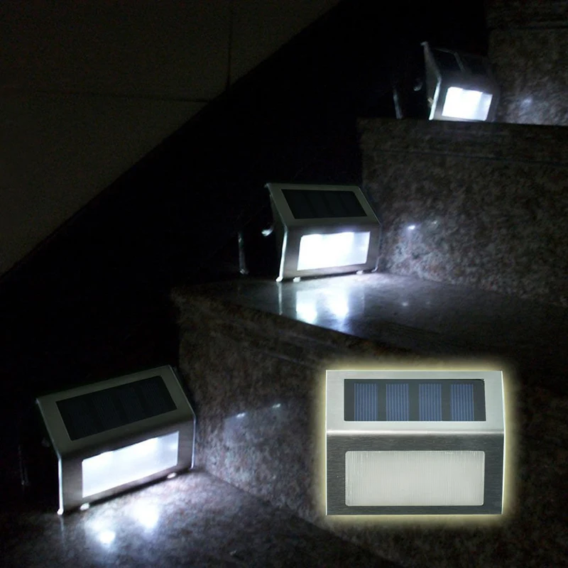 Pack of 4 Outdoor Stainless Steel LED Solar Step stairs