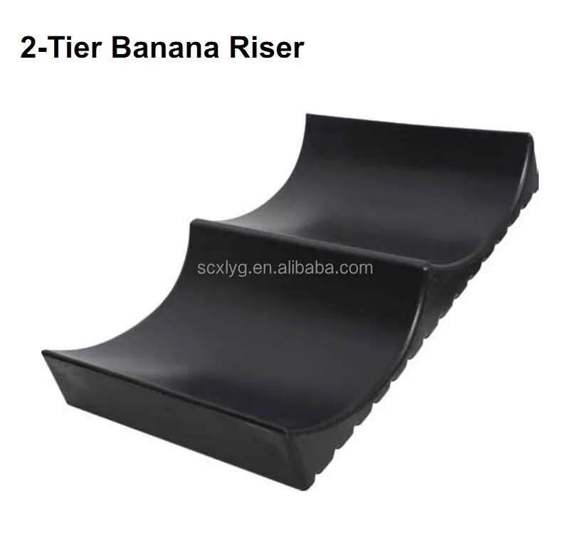 XLW Fruit Display Riser High Quality Soft Plastic 2 Tier Banana Display Rack Holder Tray