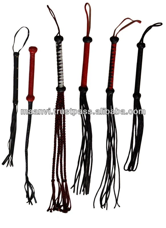 High Quality Custom Leather Flogger Whip With Wooden Handle and Fringes Wholesale for Bondage Gear