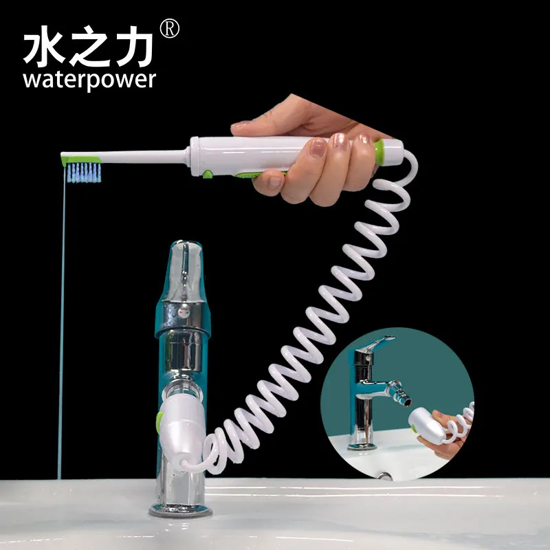 Manual water pressure teeth cleaner oral irrigator that sprays water