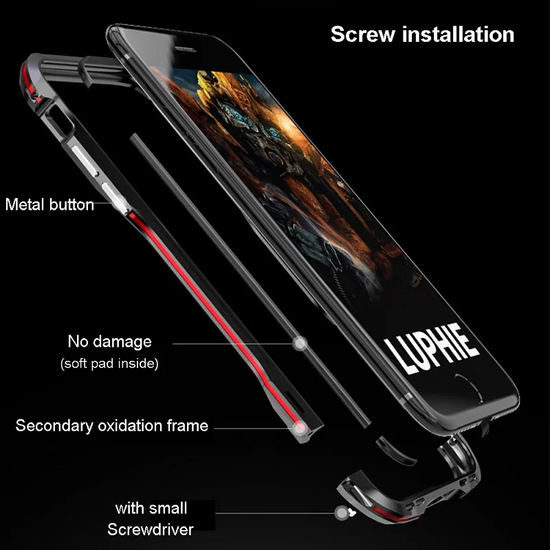 Luphie For Apple iPhone Xs Xr Max X Aluminum Metal Bumper Shockproof Case  Cover
