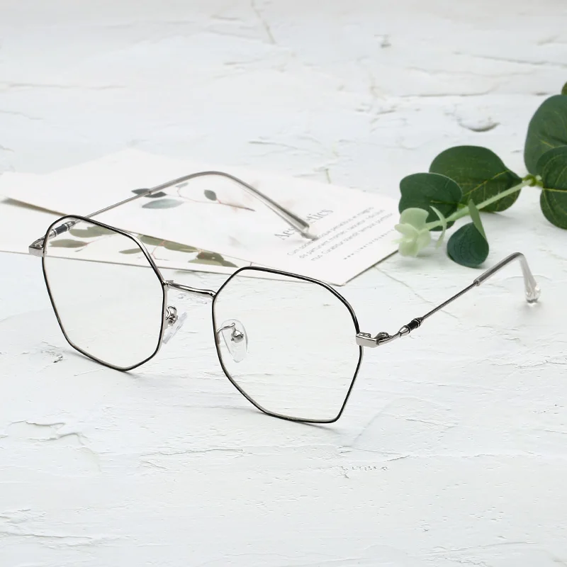 Irregular Alloy Spectacle Eyeglasses Frame Polygon Octagon Optical Frames