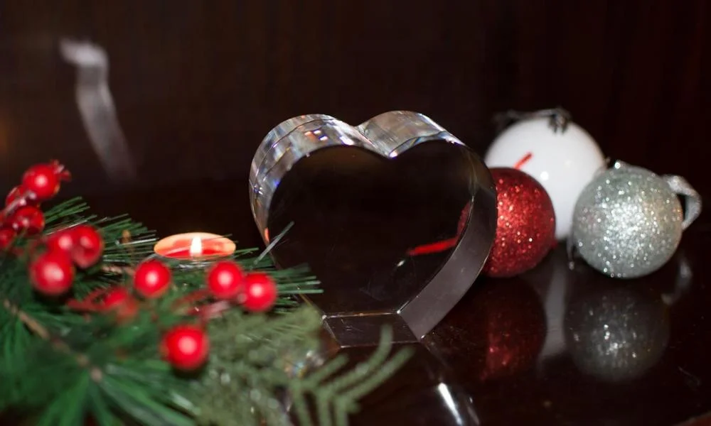 3D лазерные подарки один средний 3D индивидуальный фото-кристаллический блок в форме сердца деловой сувенир подарок