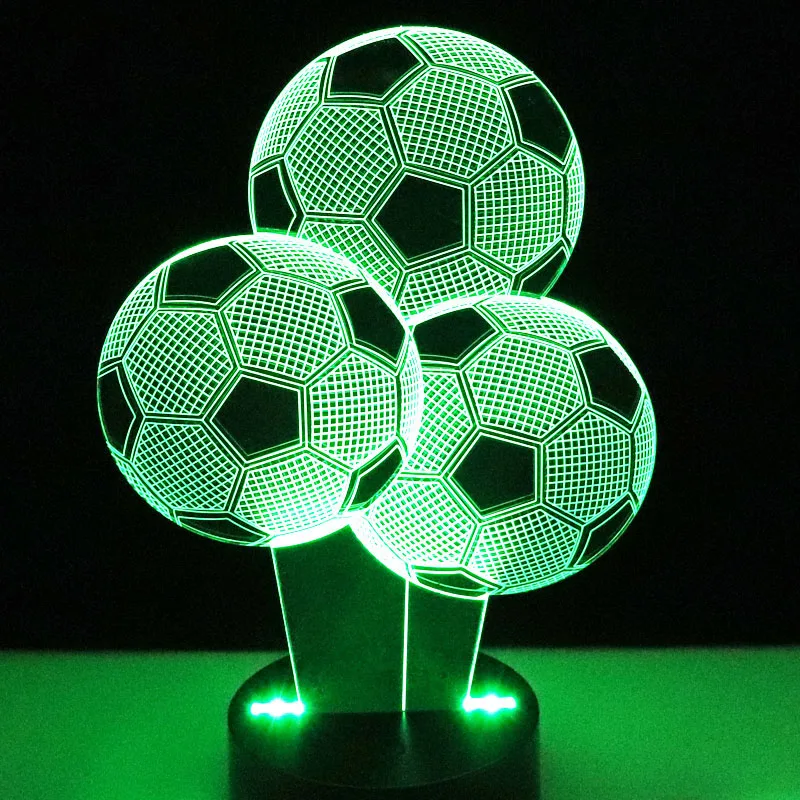 3D LED Night Light Multiple Football Soccer With 7 Color Acrylic Light Home Decoration Lamp Amazing Visual Optical Lights