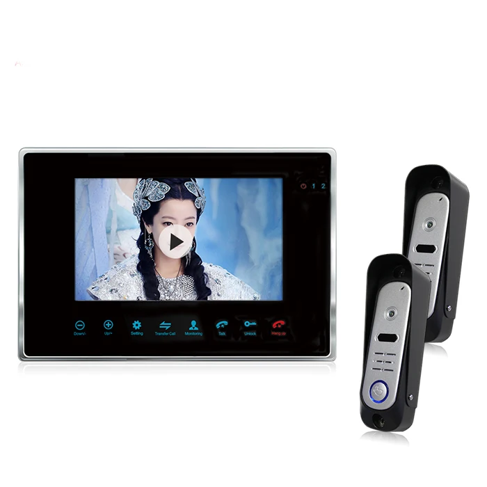 Details about   7"LCD 2-Monitors Wired Doorbell Intercom Video Door Phone Home System IR Camera 
