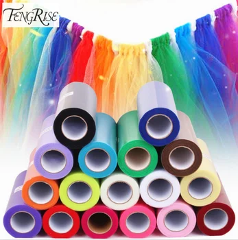 FENGRISE 15cm 25 Yards Wedding Party Decoration DIY Tutu Fabric Decorative Crafts Christmas decoration supplies Soft Tulle Roll