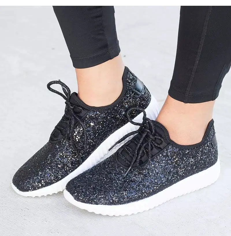 Women Sequin Glitter Sneakers Tennis Lightweight Comfort Walking Athletic  Shoes