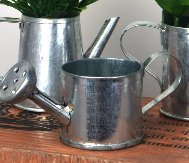 Оцинкованные лейки для мелких растений декоративные Серебристые лейки