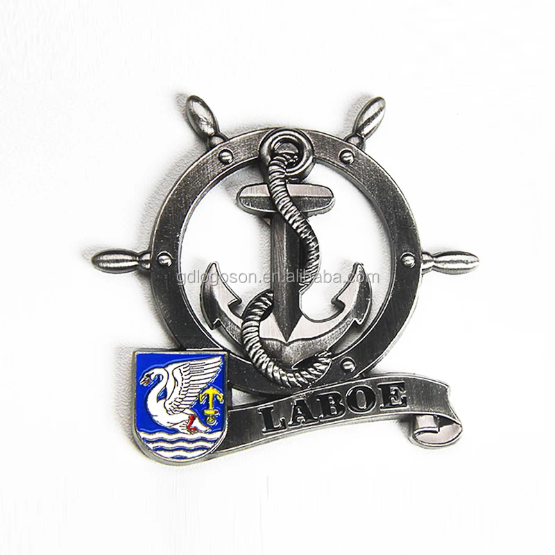 Wholesale Custom Nautical Style Fridge Magnets Marine Life Buoy Ring Rudder Shaped Metal Souvenir Magnet